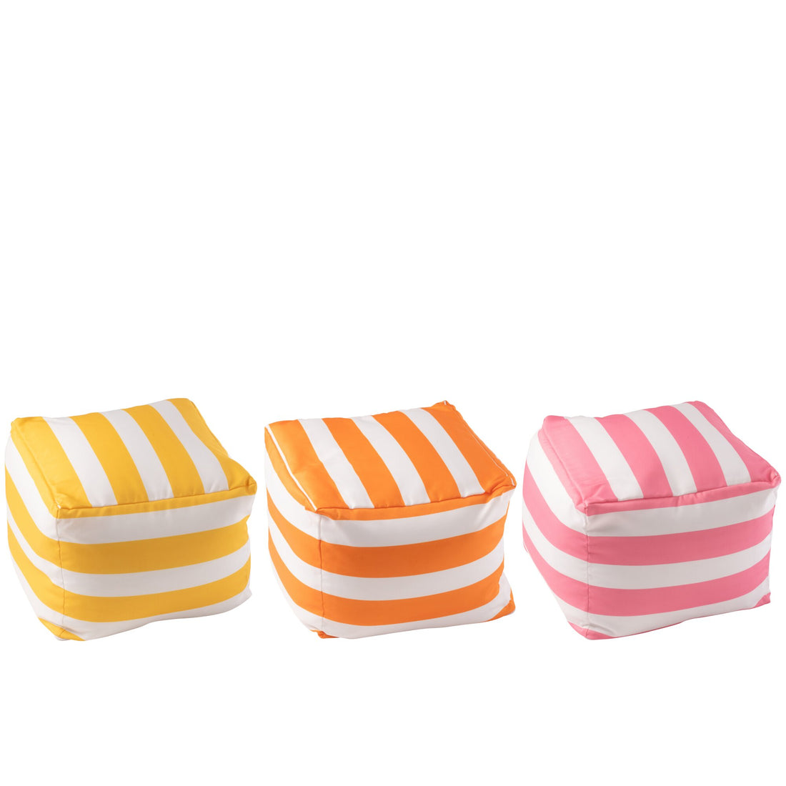 Set van 3 Poef Gestreept Polyester Meerkleurig J-Line