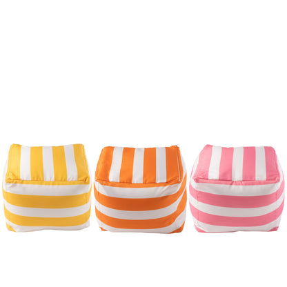 Set van 3 Poef Gestreept Polyester Meerkleurig J-Line