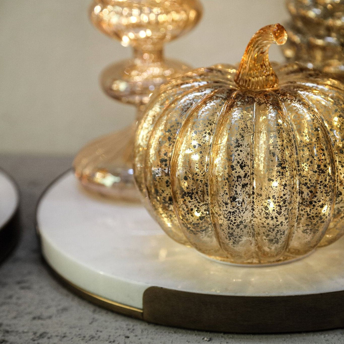 Set Van 3 Pumpa Pompoen LED Lampjes Goud van PTMD, pompoen S met brandende LED-verlichting