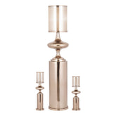 Set Van 3 Rodire Windlichten RVS Brons van PTMD, alle drie de windlichten naast elkaar op witte achtergrond