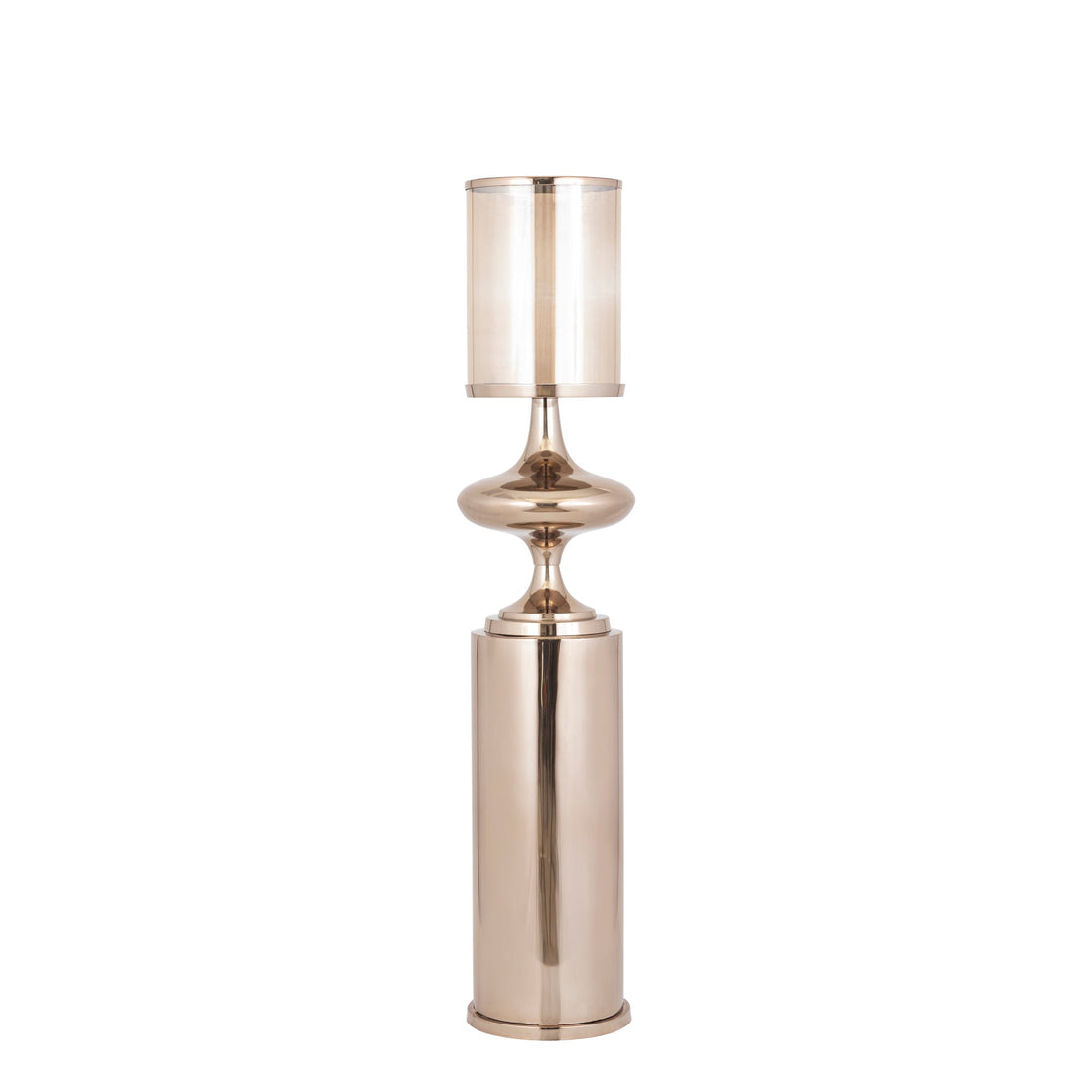 Set Van 3 Rodire Windlichten RVS Brons van PTMD, het vloermodel van 125 centimeter met glazen kelk