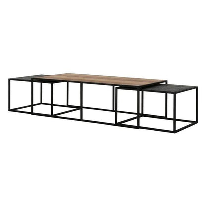 Set Van 3 Salontafels Cosmo van DTP Home in gerecycled teakhout met zwart frame