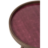 Detail van het houtfineer op de ronde salontafel in naturel van J-Line