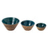 Set Van 3 Schalen Mangohout Petrol/Naturel van J-Line, de complete set met alle drie de schalen naast elkaar op witte achtergrond