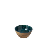 Schaal Mangohout Petrol/Naturel Small uit de set van J-Line, mangohouten schaal van 18 cm