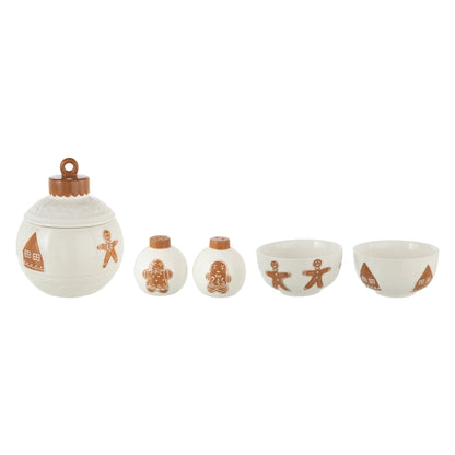 Set Van 3 Serveerstukken Cookie Dolomiet Wit/Caramel van J-Line, de complete set met alle drie de stukken naast elkaar op witte achtergrond