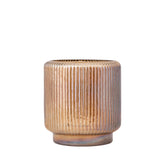 Set Van 3 Shalea Windlichten Amber Ribbelglas van PTMD, het kleine windlicht S van 20 centimeter met fijne ribbelstructuur