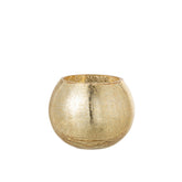 Windlicht Craquelé Glas Parelmoer Goud Medium van J-Line, onderdeel van de Set Van 3 Windlichten Craquelé Glas Parelmoer Goud, op witte achtergrond