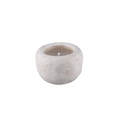 Set Van 4 Outdoor Kaarsen Cement van PTMD, Sarai witte afgeronde kaars op witte achtergrond