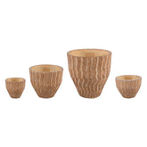 Set Van 4 Zanaya Potten Cement Lichtbruin van PTMD, de complete set met alle vier de potten naast elkaar op witte achtergrond