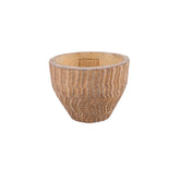 Kleine lage pot Zanaya van PTMD in lichtbruin cement, Ø12cm