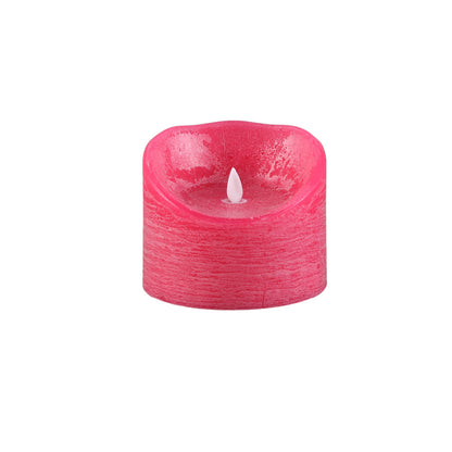 LED kaars maat XL van PTMD in fel roze, brede lage stompkaars van 12 cm doorsnee