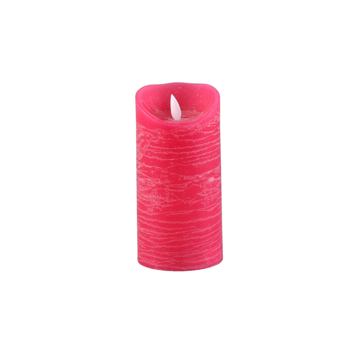 LED kaars maat M van PTMD in fel roze met rustieke wasstructuur