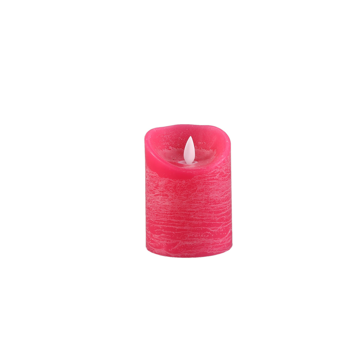 LED kaars maat S van PTMD in fel roze, lage stompkaars met witte LED vlam