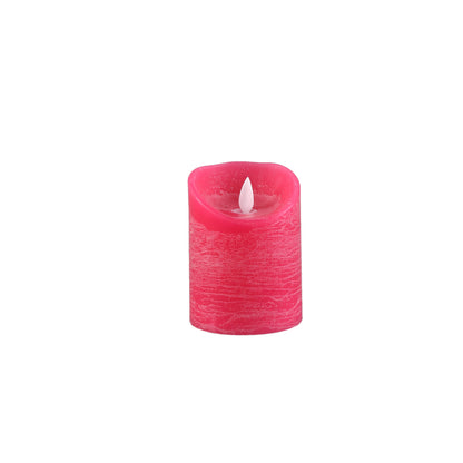 LED kaars maat S van PTMD in fel roze, lage stompkaars met witte LED vlam