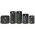 Set van 5 LED kaarsen Rustic Dark Green van PTMD, de complete set met alle vijf de kaarsen naast elkaar op witte achtergrond