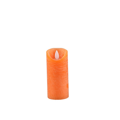 LED kaars maat XS van PTMD in oranje, smalle stompkaars van 12 cm hoog