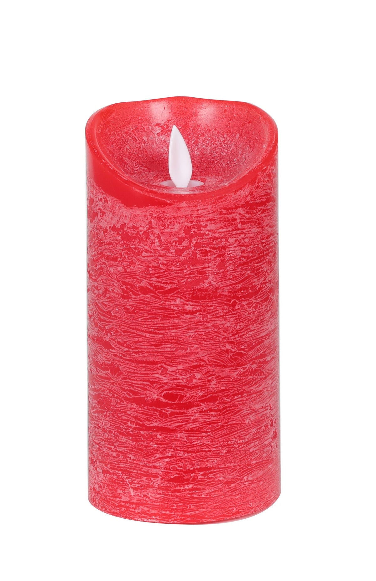 LED kaars maat M van PTMD in rood met rustieke wasstructuur