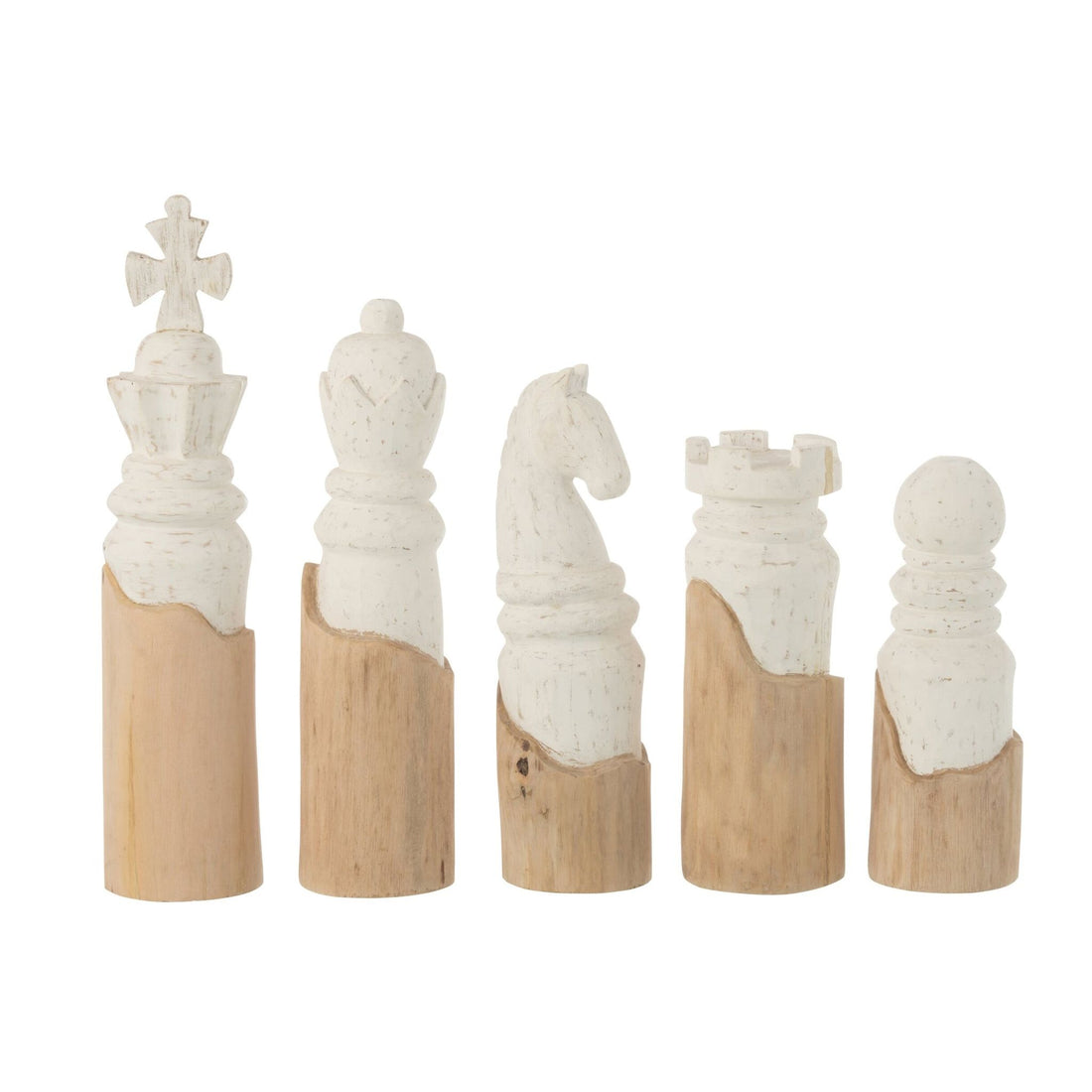 Set Van 5 Schaakstukken Mangohout Wit/Naturel J-Line