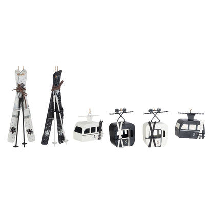 Set Van 6 Kersthangers Skicabine En Ski&