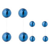 Set Van 8 Kerstballen Spiegelglas Blauw van J-Line, de complete set met alle acht de kerstballen naast elkaar op witte achtergrond