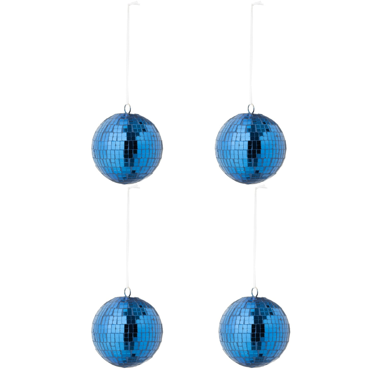 Doos Van 4 Kerstballen Spiegelglas Blauw Large van J-Line, onderdeel van de Set Van 8 Kerstballen Spiegelglas Blauw, op witte achtergrond