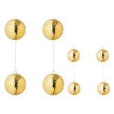 Set Van 8 Kerstballen Spiegelglas Goud van J-Line, de complete set met alle acht de kerstballen naast elkaar op witte achtergrond
