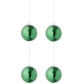 Doos Van 4 Kerstballen Spiegelglas Groen Large van J-Line, onderdeel van de Set Van 8 Kerstballen Spiegelglas Groen, op witte achtergrond