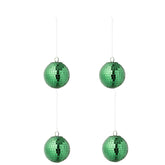 Doos Van 4 Kerstballen Spiegelglas Groen Small van J-Line, onderdeel van de Set Van 8 Kerstballen Spiegelglas Groen, op witte achtergrond
