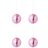 Doos Van 4 Kerstballen Spiegelglas Roze Large van J-Line, onderdeel van de Set Van 8 Kerstballen Spiegelglas Roze, op witte achtergrond