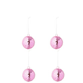 Doos Van 4 Kerstballen Spiegelglas Roze Small van J-Line, onderdeel van de Set Van 8 Kerstballen Spiegelglas Roze, op witte achtergrond