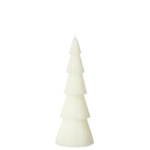 Grote gebroken witte kerstboom kaars van J-Line van 29,5 cm met fijn geribbelde lagen