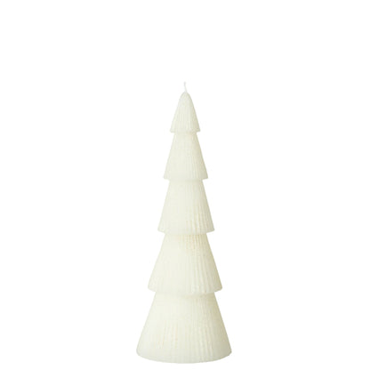 Grote gebroken witte kerstboom kaars van J-Line van 29,5 cm met fijn geribbelde lagen