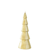 Grote gouden kerstboom kaars van J-Line van 29,5 cm met fijn geribbelde lagen