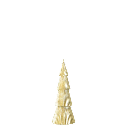 Kleine gouden kerstboom kaars van J-Line van 19,5 cm op witte achtergrond