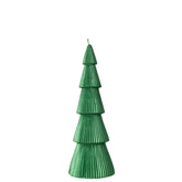 Grote groene kerstboom kaars van J-Line van 29,5 cm met fijn geribbelde lagen