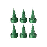 Zes groene mini kerstboom kaarsjes van J-Line in groene houdertjes