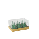 Doosje met zes groene mini kerstboom kaarsjes van J-Line in de verpakking