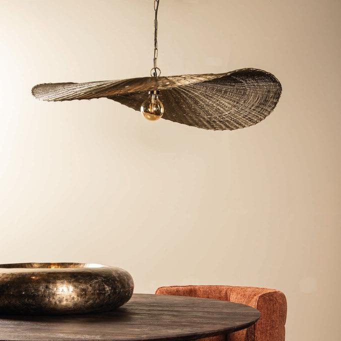 Shauney Gold iron wavy hanging lamp round L PTMD - Hanglamp - PTMD - livinglovely.nl