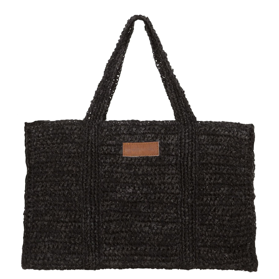 Shopper Tas Saint-Tropez van MUST Living, ruime zwarte tas van gevlochten palmblad met hengsels