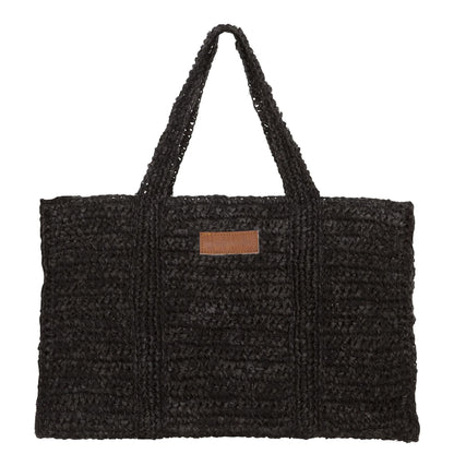 Shopper Tas Saint-Tropez van MUST Living, ruime zwarte tas van gevlochten palmblad met hengsels