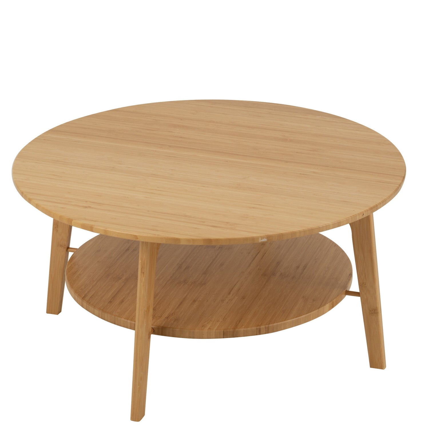 Side Table Round Bamboo Natural Large - - J-Line - livinglovely.nl