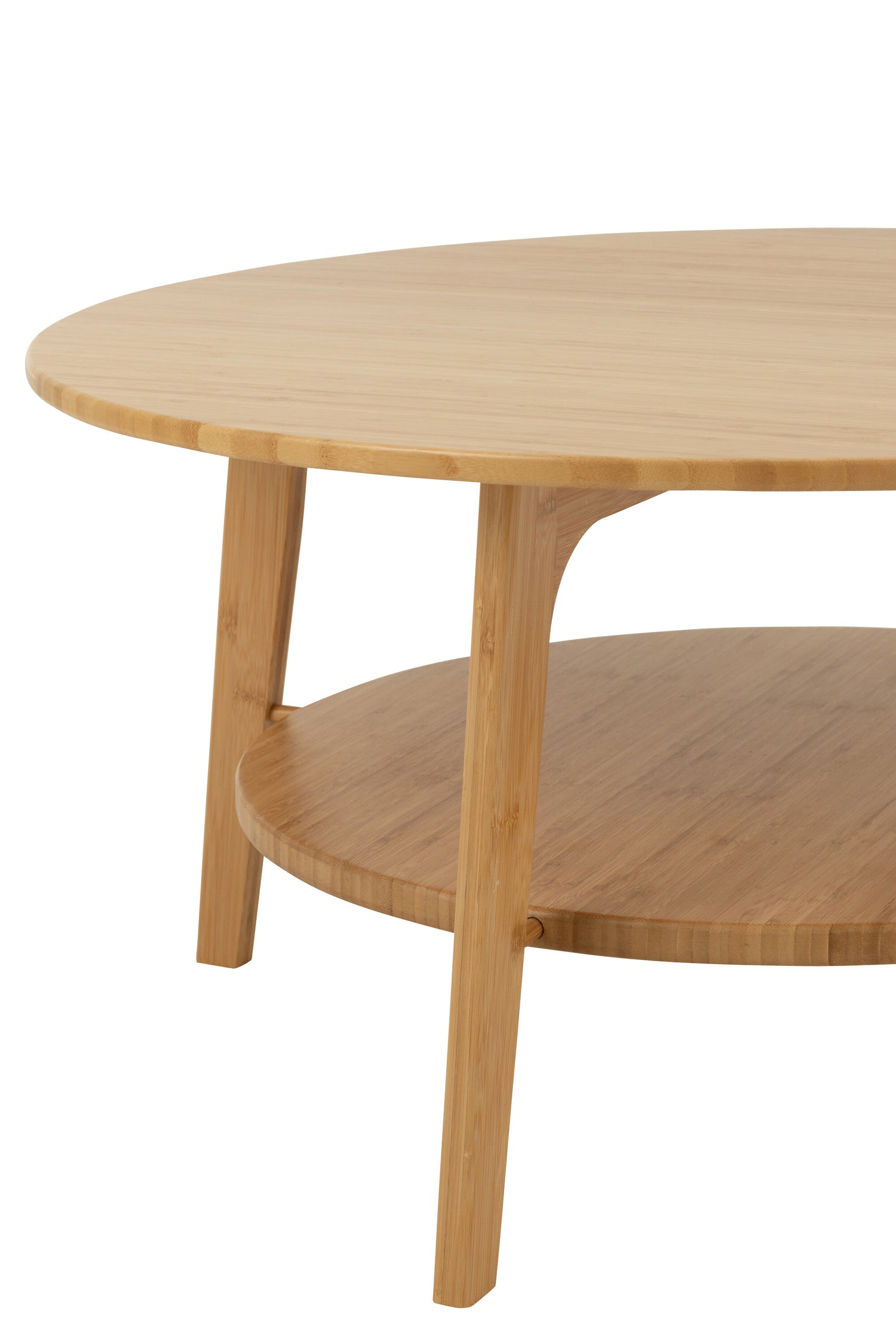Side Table Round Bamboo Natural Large - - J-Line - livinglovely.nl