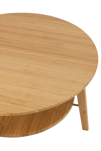 Side Table Round Bamboo Natural Large - - J-Line - livinglovely.nl