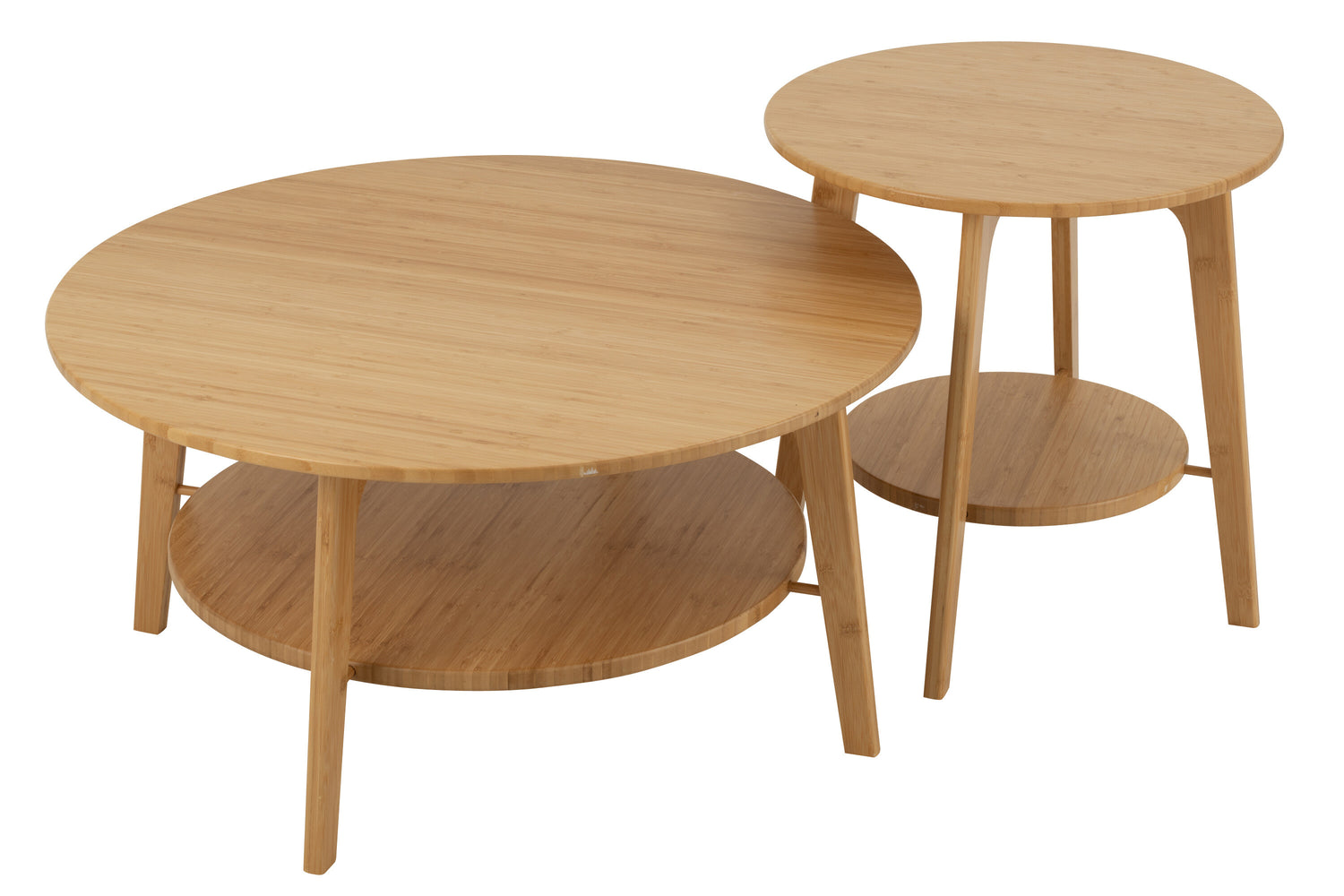 Side Table Round Bamboo Natural Large - - J-Line - livinglovely.nl