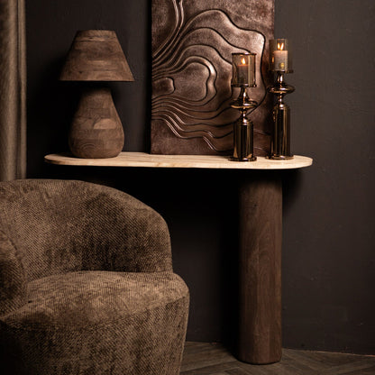 Sidetabel Liora Bruin Mangohout Marmer Ovaal PTMD - Sidetable - PTMD - livinglovely.nl