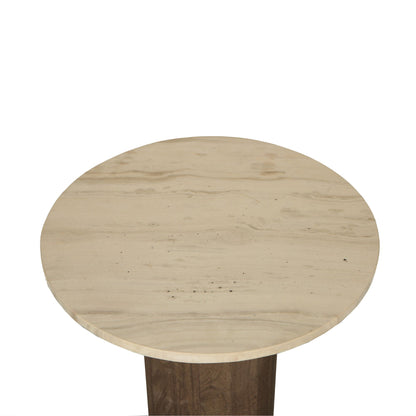 Sidetabel Liora Bruin Mangohout Marmer Rond Ø50 PTMD - Sidetable - PTMD - livinglovely.nl