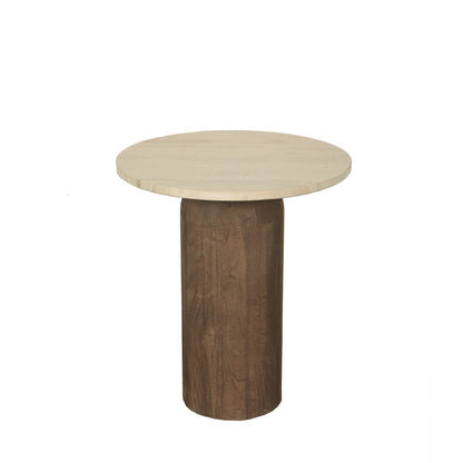 Sidetabel Liora Bruin Mangohout Marmer Rond Ø50 PTMD - Sidetable - PTMD - livinglovely.nl