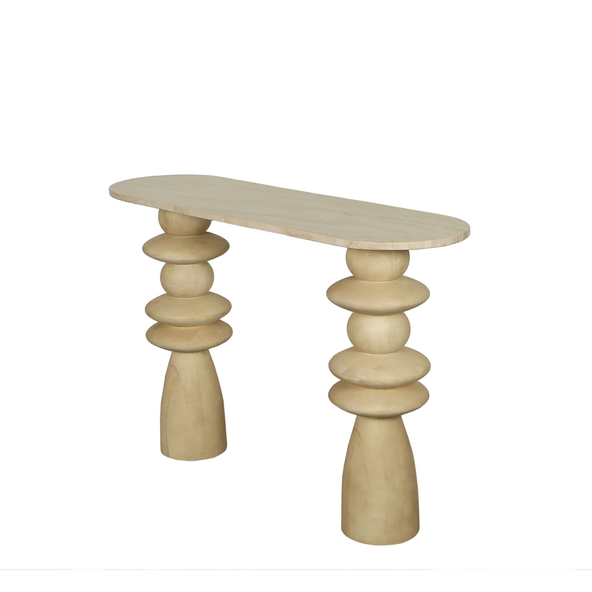 Sidetable Callain Natural Mango Wood Marble Ovaal PTMD - Sidetable - PTMD - livinglovely.nl