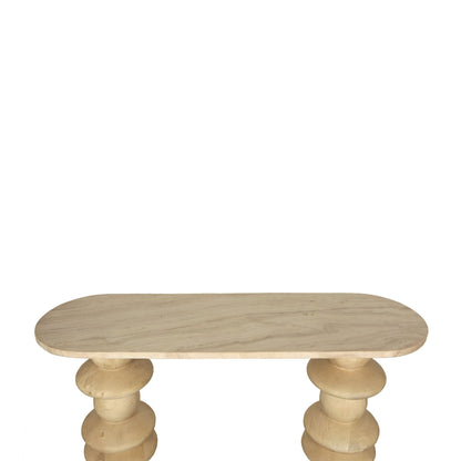 Sidetable Callain Natural Mango Wood Marble Ovaal PTMD - Sidetable - PTMD - livinglovely.nl